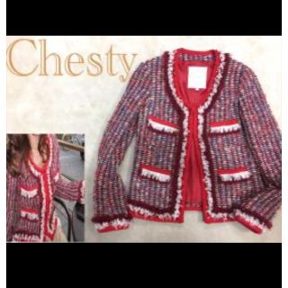 チェスティ(Chesty)のmikity様専用♡Chestyキラキラツィードジャケット美品(ノーカラージャケット)