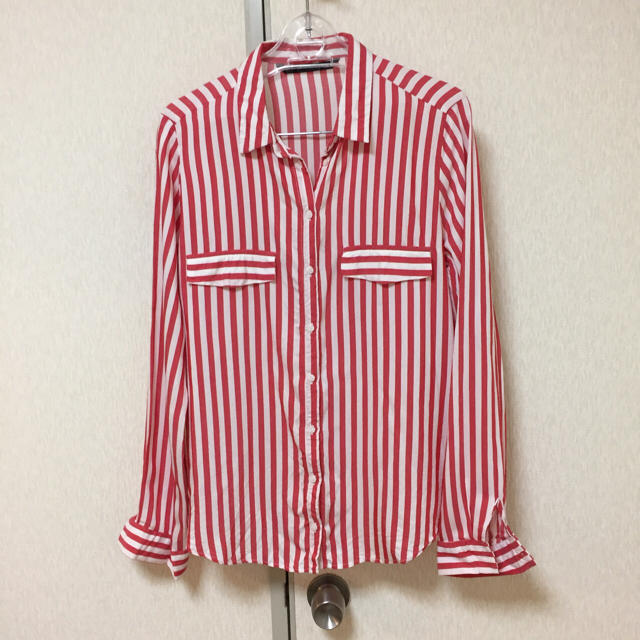Zara Zara ストライプシャツ 赤 の通販 By Hinata03 S Shop ザラならラクマ