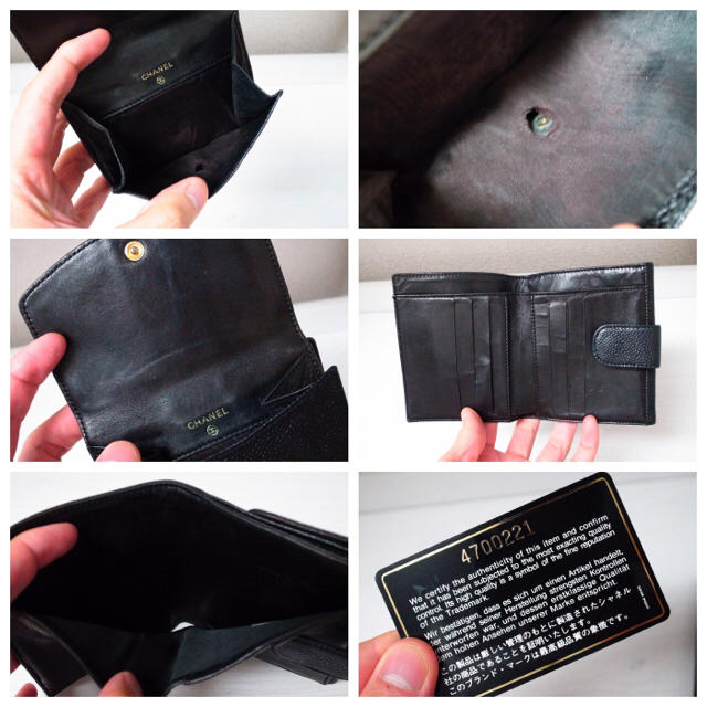 CHANEL(シャネル)のるる様専用♡シャネル 折りたたみ財布 キャビアスキン 黒 バッグ 小物 レディースのファッション小物(財布)の商品写真