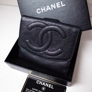 シャネル(CHANEL)のるる様専用♡シャネル 折りたたみ財布 キャビアスキン 黒 バッグ 小物(財布)