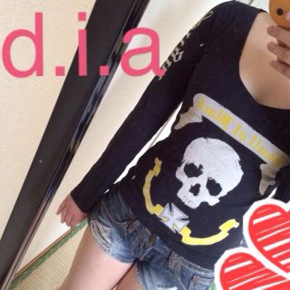 ダイア(d.i.a)のd.i.a ドクロ 黒 Tシャツ♡(Tシャツ(長袖/七分))