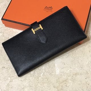 エルメス(Hermes)の【ことり様 】HERMES  エルメス ベアン ブラック×ゴールド金具(財布)