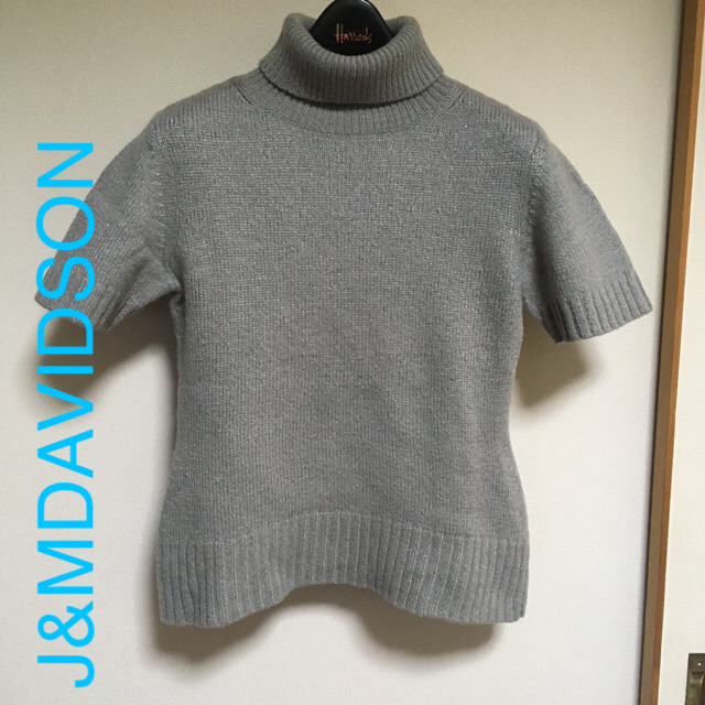 J&M DAVIDSON(ジェイアンドエムデヴィッドソン)のJ&MDAVIDSON グレー 半袖 ウールニット レディースのトップス(ニット/セーター)の商品写真