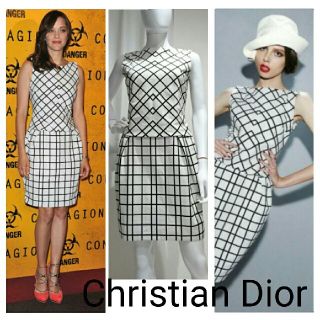 クリスチャンディオール(Christian Dior)のChristian Dior♡マリオンコティヤール着 チェック ワンピース(ひざ丈ワンピース)