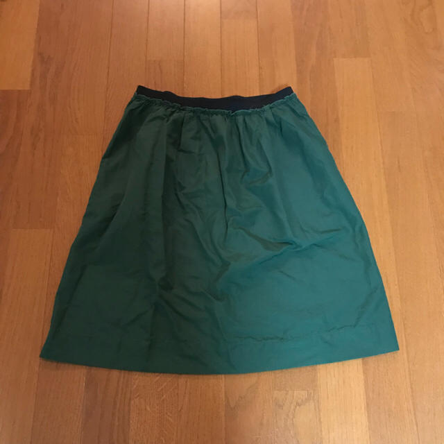 MUJI (無印良品)(ムジルシリョウヒン)のイージーギャザースカート コットン グリーン 緑 レディースのスカート(ひざ丈スカート)の商品写真