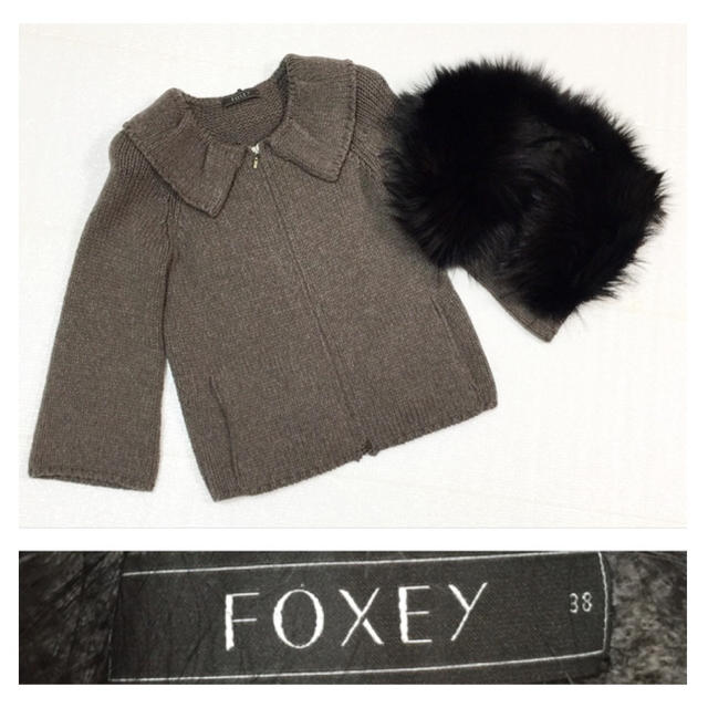 FOXEY - 数回着用のみ 極美品♡フォックスファー襟取り外し可 ニットカーディガン 38の通販 by silk*ribbon♡24時間以内