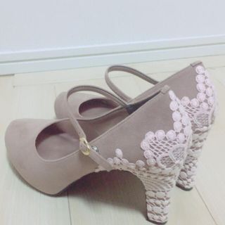 エスペランサ(ESPERANZA)のESPERANZA 23.5 レースがかわいい！ピンクベロア ヒール(ハイヒール/パンプス)