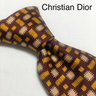 クリスチャンディオール(Christian Dior)のChristian Dior ネクタイ ブラウン エンジ イエロー ベージュ(ネクタイ)