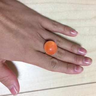 ⭐️ハンドメイド🙋💋リング💍指輪💍オレンジ×イエロー マーブル(リング(指輪))