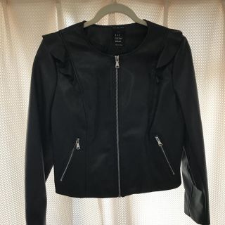 ザラ(ZARA)の美品フリルレザージャケット(ライダースジャケット)