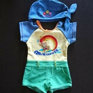 ミキハウス(mikihouse)の美品 ミキハウス 水着 80 帽子セット　スイムウェア(カバーオール)