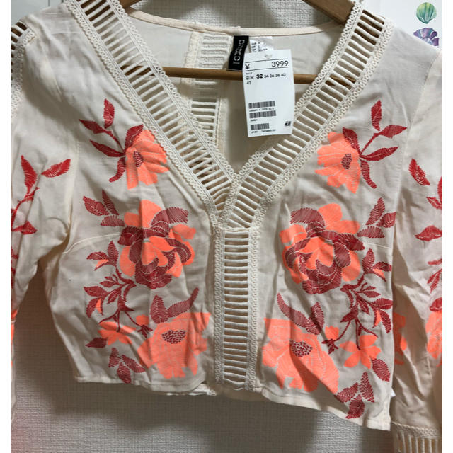 H&M(エイチアンドエム)の新品未使用 h&m 刺繍風ブラウス レディースのトップス(シャツ/ブラウス(長袖/七分))の商品写真