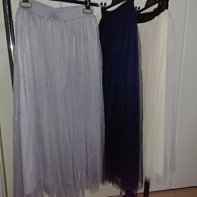 IENA(イエナ)のnon様専用✨coca✨ボリュームチュールスカートロング❤️未使用ライトグレー レディースのスカート(ロングスカート)の商品写真