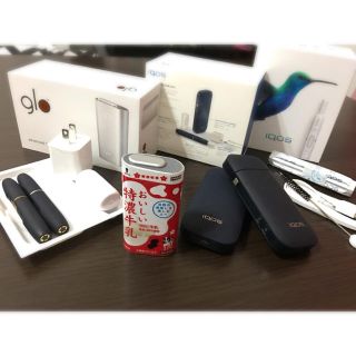 グロー(glo)の【単品もOK】【🉐キャップ無料】iqos 2台 ＋ glo 1台(装飾込み)(タバコグッズ)