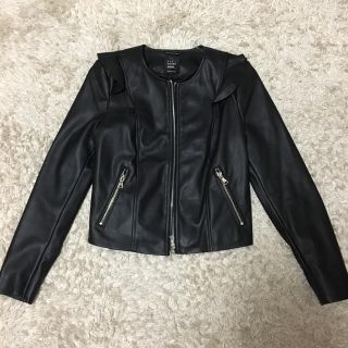 ザラ(ZARA)のzara フリルライダース(ライダースジャケット)