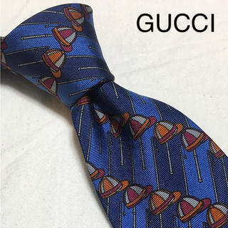 グッチ(Gucci)のGUCCI ネクタイ ブルー 帽子柄(ネクタイ)
