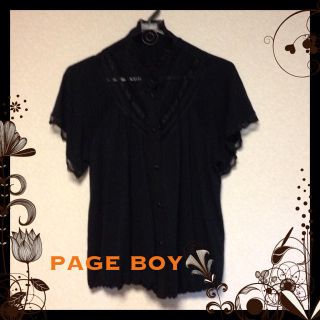 ページボーイ(PAGEBOY)のPAGE BOY ブラックカットソー(カットソー(半袖/袖なし))