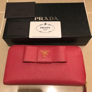 プラダ(PRADA)のPRADA 長財布 リボン ピンク(財布)