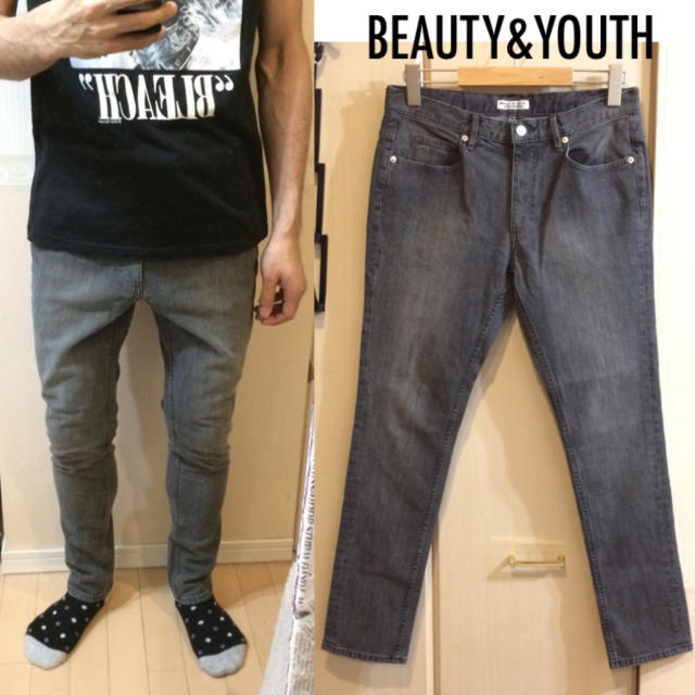 BEAUTY&YOUTH UNITED ARROWS(ビューティアンドユースユナイテッドアローズ)のBEAUTY&YOUTHテーパードデニムダメージジーンズ送料込 メンズのパンツ(デニム/ジーンズ)の商品写真