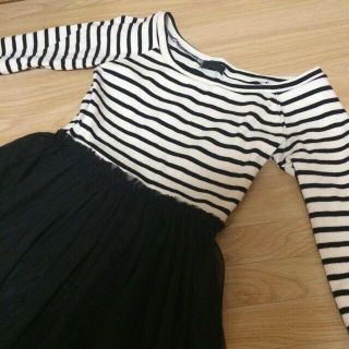 ザラ(ZARA)の♡ボーダー×チュールスカート♡(ミニワンピース)