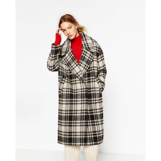 ザラ(ZARA)のザラzaraドルマンオーバーサイズチェックチェスターコート(ロングコート)