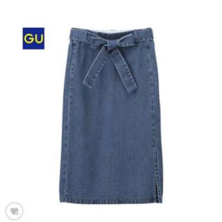 ジーユー(GU)のGU リボンデニムスカート(ひざ丈スカート)