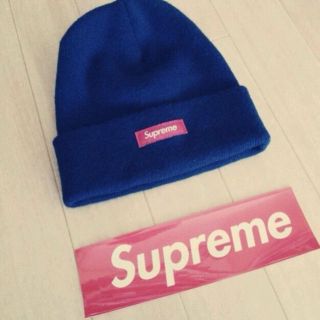 シュプリーム(Supreme)のSUPREMEニット帽 ネイビー(ニット帽/ビーニー)