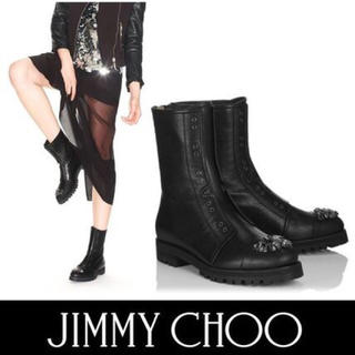 ジミーチュウ(JIMMY CHOO)の Jimmy Chooのクリスタル付き レザー・ブーツ (ブーツ)