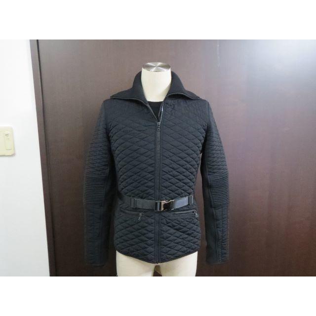 PRADA - 10万プラダスポーツ黒ベルト付中綿入キルティング＆ウール切替ジップジャケット美品