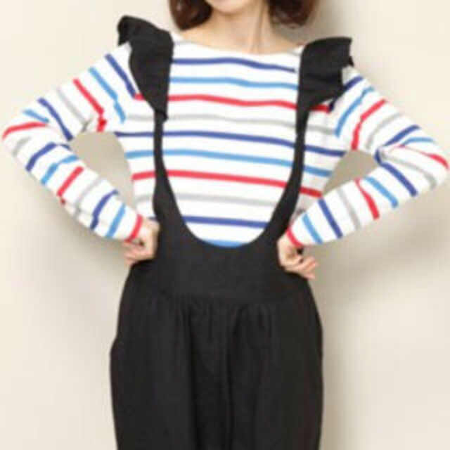 Dot&Stripes CHILDWOMAN(ドットアンドストライプスチャイルドウーマン)の肩フリルサロペット レディースのパンツ(サロペット/オーバーオール)の商品写真