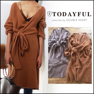 トゥデイフル(TODAYFUL)のtodayful カシュクールニット ドレス(ひざ丈ワンピース)