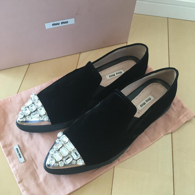 靴/シューズ超美品❤️ miumiu ベロアシューズ 37.5