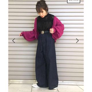 ダブルクローゼット(w closet)の【2017新作】モヘアボリューム袖カーディガン(カーディガン)