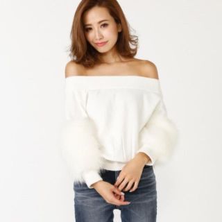 リエンダ(rienda)のrienda  fur slv knit top (ニット/セーター)