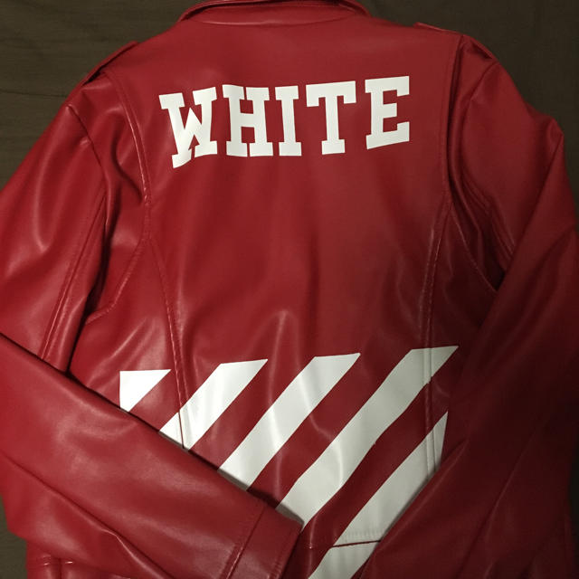 OFF-WHITE(オフホワイト)のoff-whiteレザージャケット 赤 メンズのジャケット/アウター(レザージャケット)の商品写真