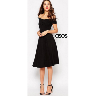 エイソス(asos)の大人気♡ トールUK8 *ASOS*オフショルダードレス☆(ミディアムドレス)