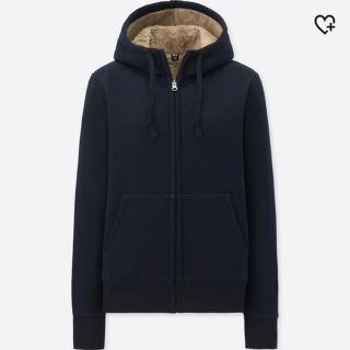 ユニクロ(UNIQLO)のユニクロ ボアスウェットフルジップパーカー ネイビー 新品未使用！(パーカー)