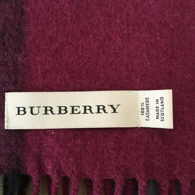 BURBERRY - 【美品】バーバリー カシミヤ100%マフラー ✳︎赤ボルドー