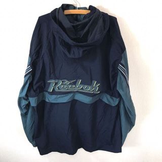 リーボック(Reebok)の美品♪  90s リーボック ナイロンジャケット ビッグロゴ XL ネイビー(マウンテンパーカー)