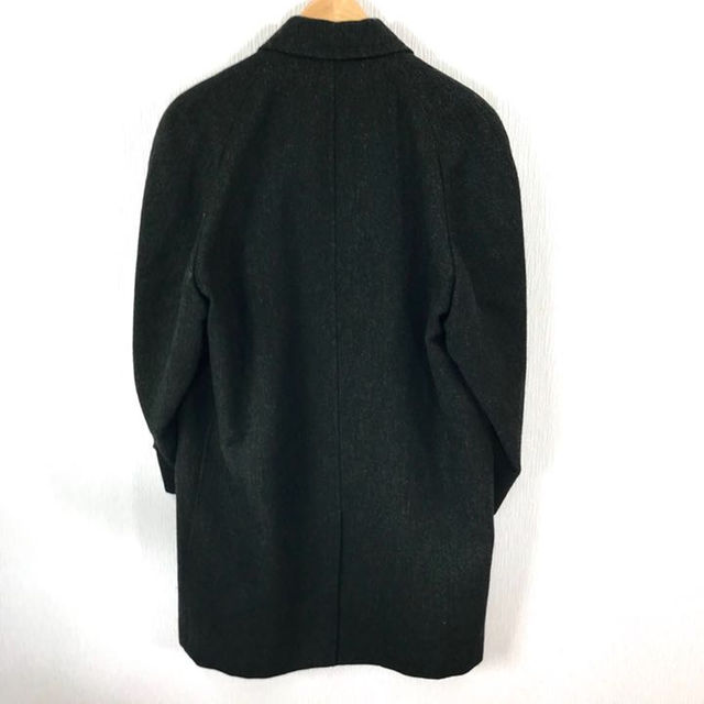 上美品 ♪ テーラー仕立て  ツイード ステンカラーコート 濃い緑 M ~ L メンズのジャケット/アウター(ステンカラーコート)の商品写真