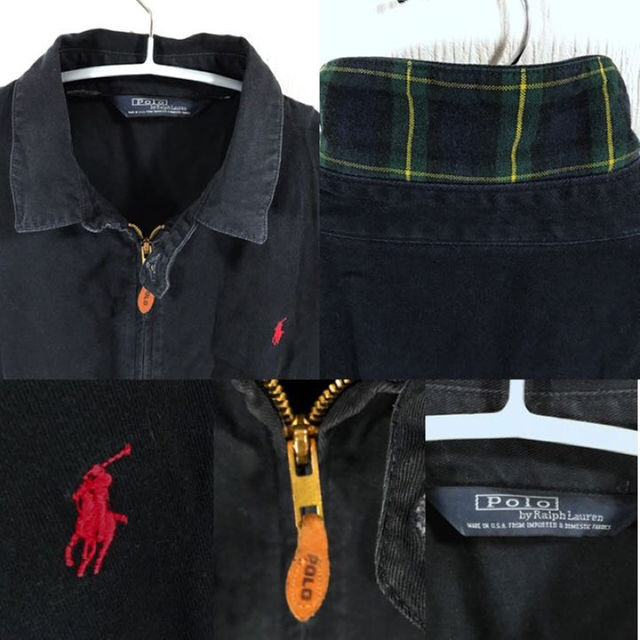 POLO RALPH LAUREN(ポロラルフローレン)の90s ♪ USA製 ラルフローレン コットンブルゾン スウィングトップ 紺 L メンズのジャケット/アウター(ブルゾン)の商品写真