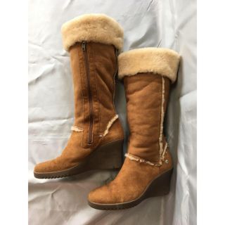 アグ(UGG)の★セール価格即決価格★美品アグ ムートン ウエッジソール ロングブーツ24(ブーツ)