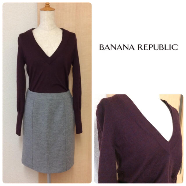 Banana Republic(バナナリパブリック)のバナナリパブリック Vカットニット ボルドー S レディースのトップス(ニット/セーター)の商品写真