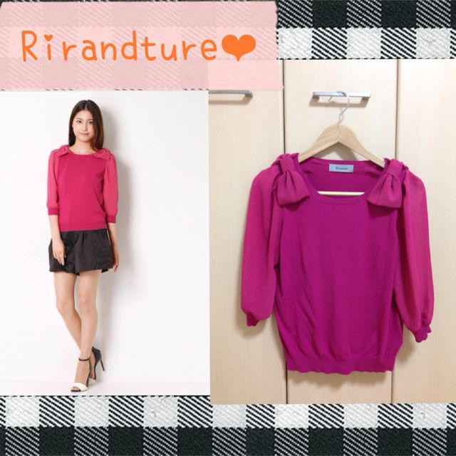 Rirandture(リランドチュール)のRirandture♡肩リボンニット レディースのトップス(カットソー(長袖/七分))の商品写真