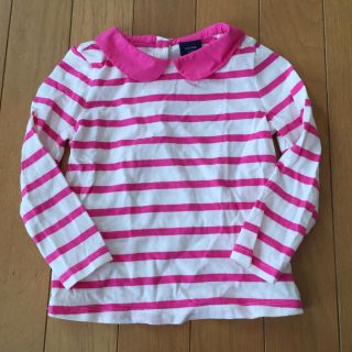 ベビーギャップ(babyGAP)のbabygap  ピンクボーダー 襟付きロンT(Tシャツ/カットソー)