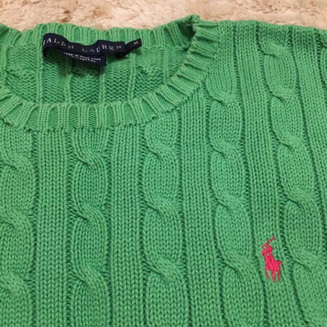 Ralph Lauren(ラルフローレン)のラルフローレン 緑 グリーン 差し色 コットン レディースのトップス(ニット/セーター)の商品写真