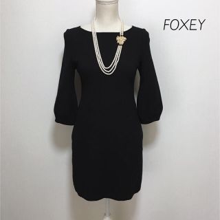 フォクシー(FOXEY)の【日本製】FOXEY 七分袖 バックリボンワンピース(ミニワンピース)