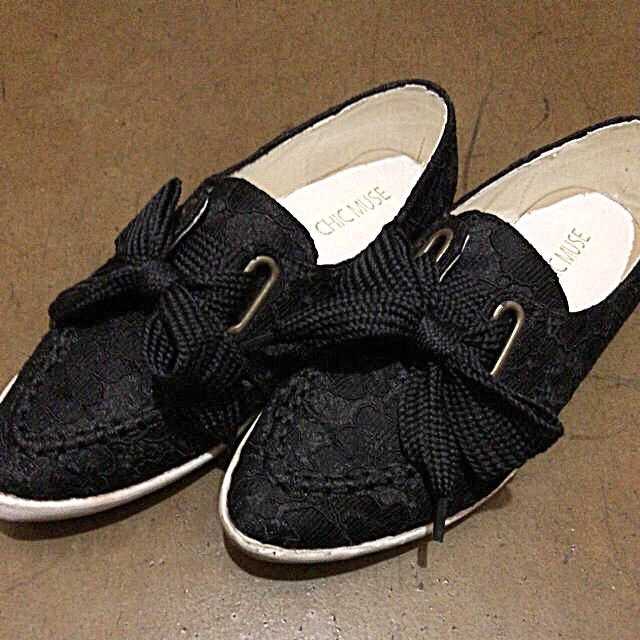 黒 太紐靴 LL レディースの靴/シューズ(スニーカー)の商品写真