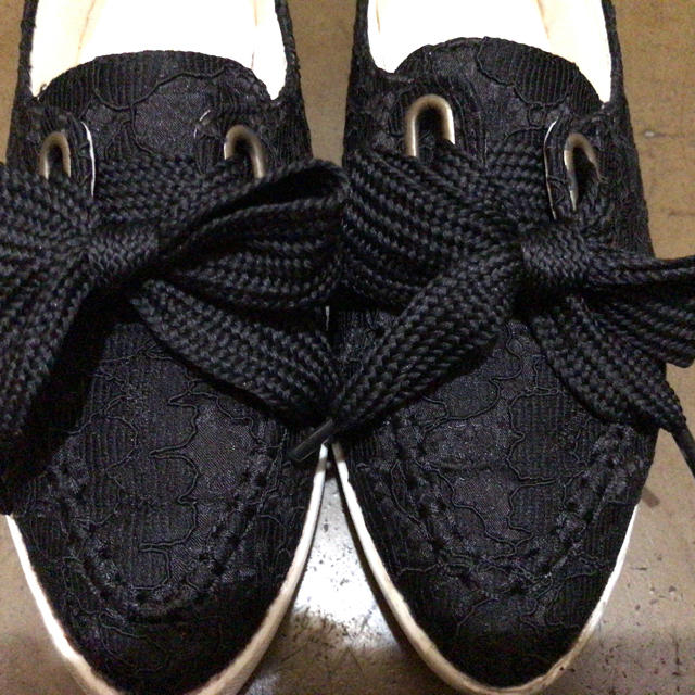 黒 太紐靴 LL レディースの靴/シューズ(スニーカー)の商品写真