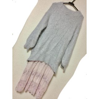 スナイデル(SNIDEL)のsnidel♡ヘムシースルーエンブロイダリー ニットコンビワンピース(ロングワンピース/マキシワンピース)